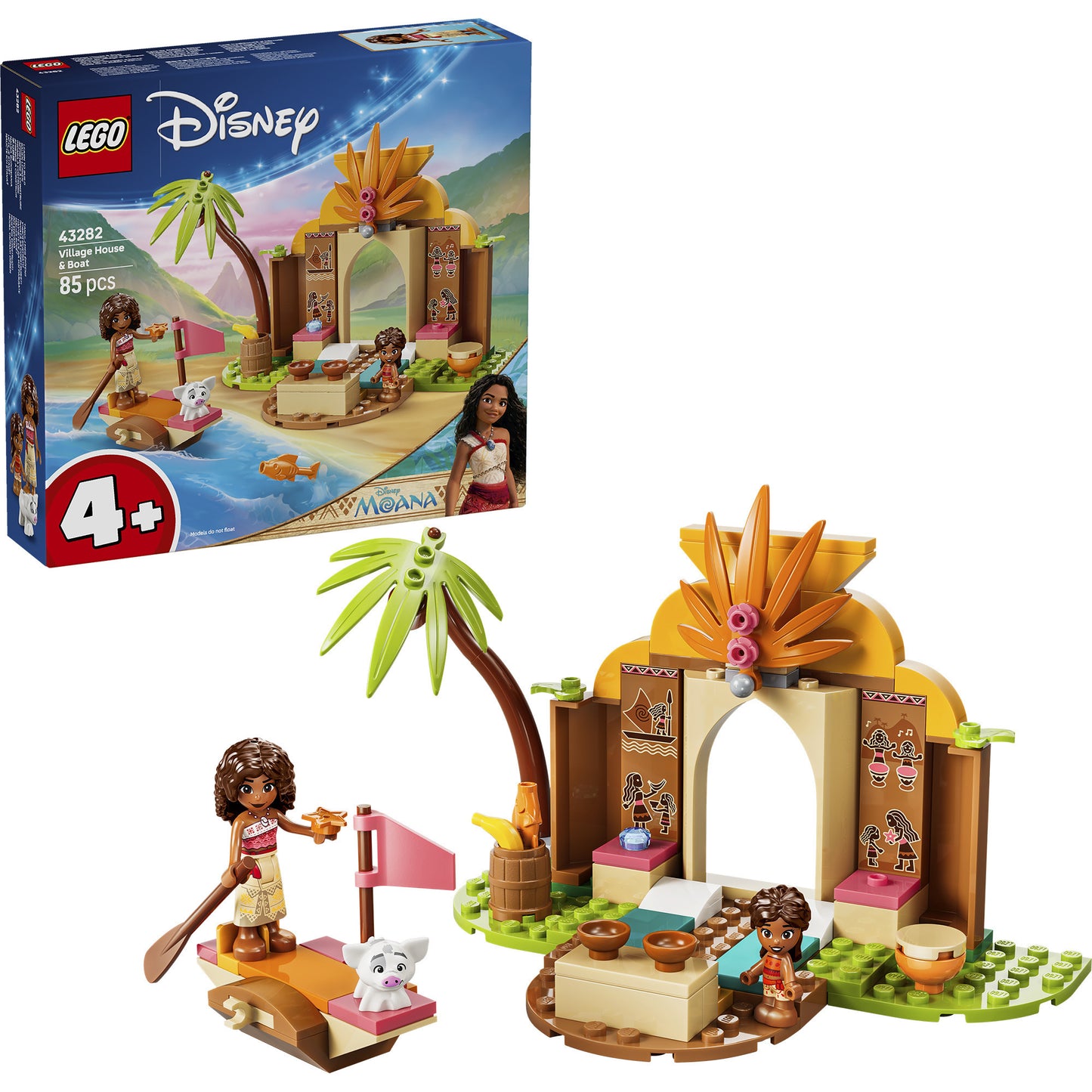 43282 Disney Princess Vaianas Hütte und Boot, Konstruktionsspielzeug
