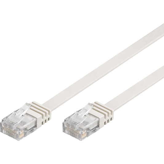 Goobay Patchkabel RJ-45 Stecker > RJ-45 Stecker (weiss, 50cm, flach, Cat.5e U/UTP)