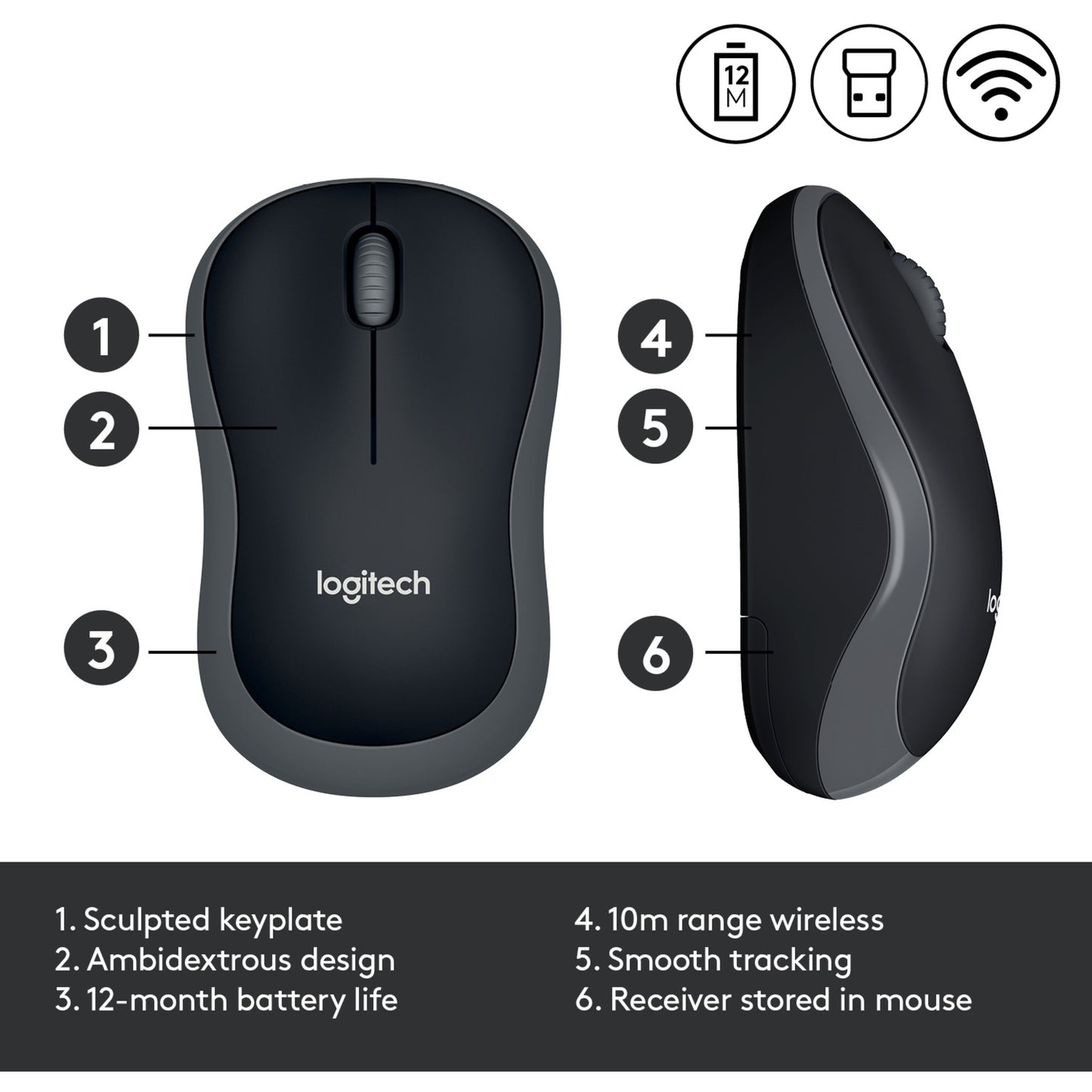 Logitech Wireless Mouse M185 (grau, Retail)