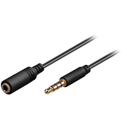 Goobay Kopfhörer- und Audio Verlängerungskabel AUX > 3,5mm 4 Pin slim (schwarz, 3 Meter)