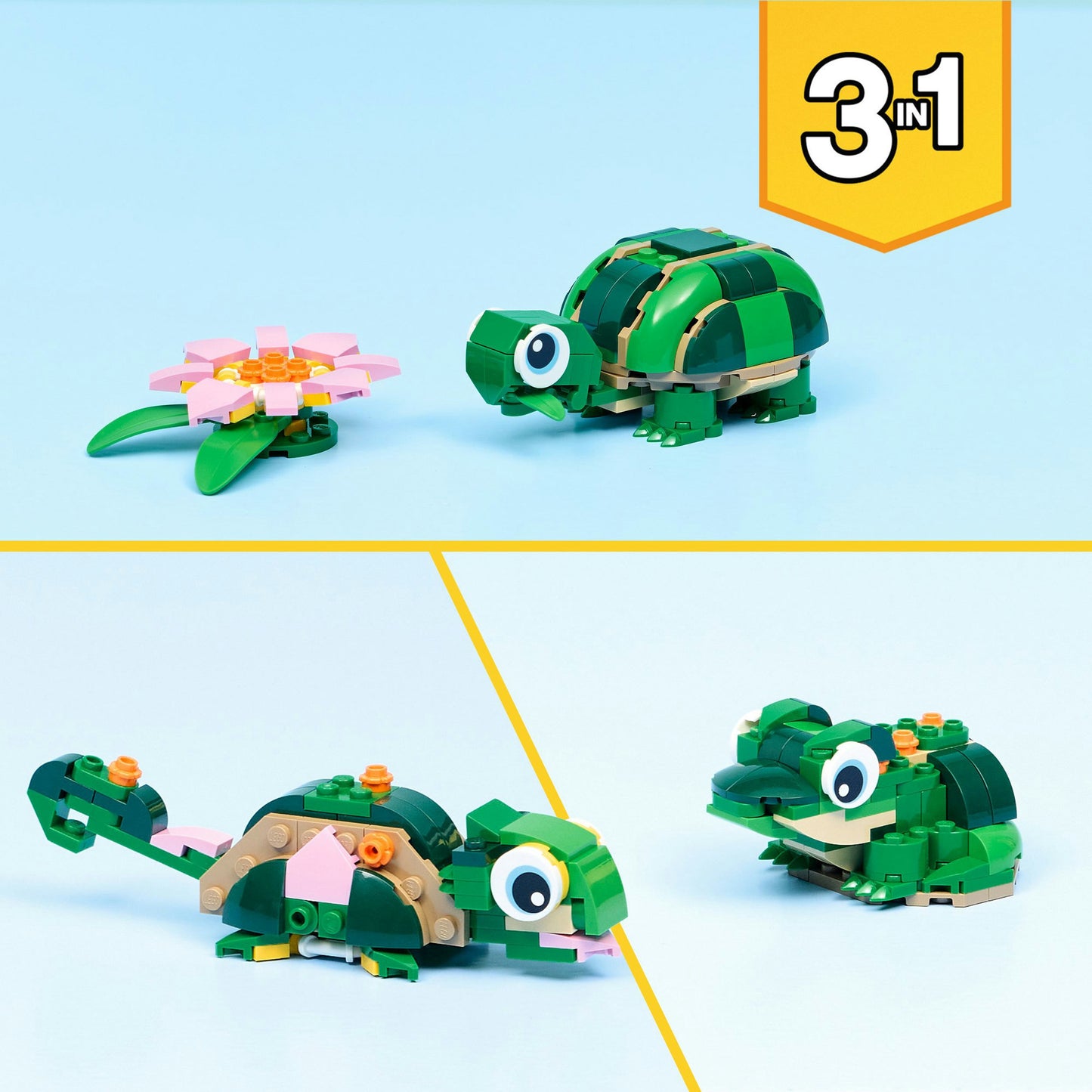 31377 Creator 3-in-1 Schildkröte mit Seerose, Konstruktionsspielzeug