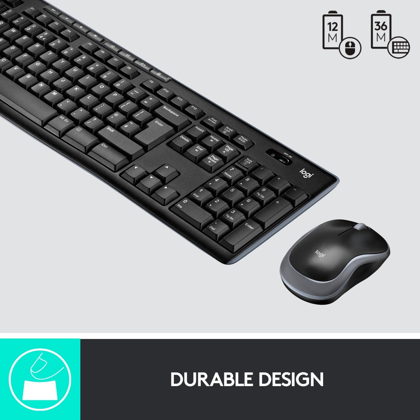 Logitech Wireless Combo MK270 (schwarz/silber, DE-Layout, Rubberdome)