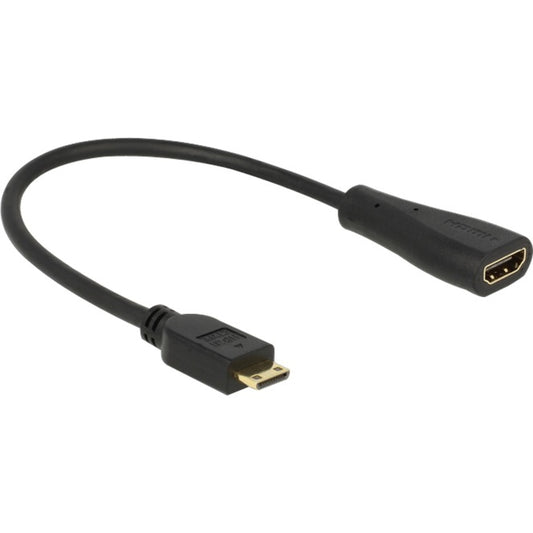 DeLOCK Kabel HDMI mini C Stecker > HDMI-A Buchse (schwarz, 23cm)