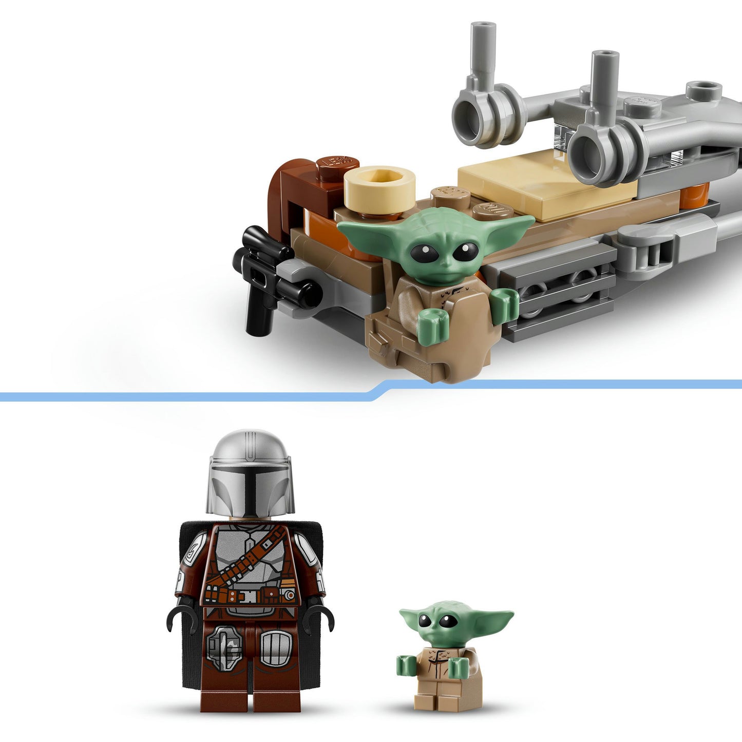 75436 Star Wars Der Mandalorianer und Grogu auf ihrem Speeder Bike, Konstruktionsspielzeug