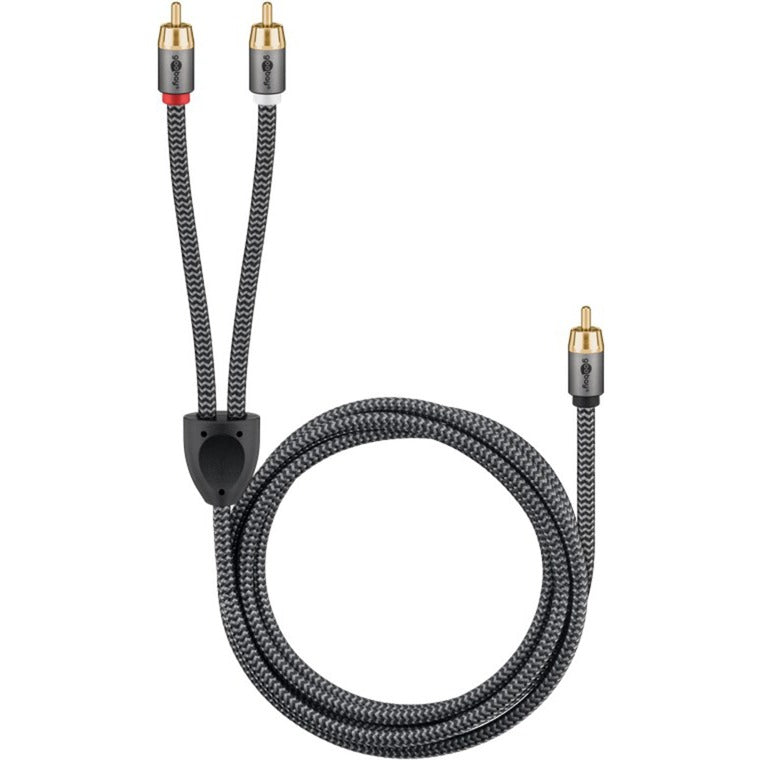 Goobay Plus Cinch Y-Kabel (schwarz/silber, 2 Meter)