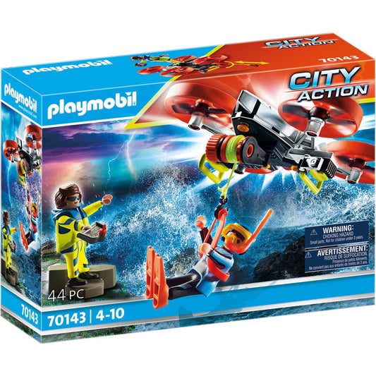 PLAYMOBIL 70143 City Action Seenot: Taucher-Bergung mit Rettungsdrohne, Konstruktionsspielzeug