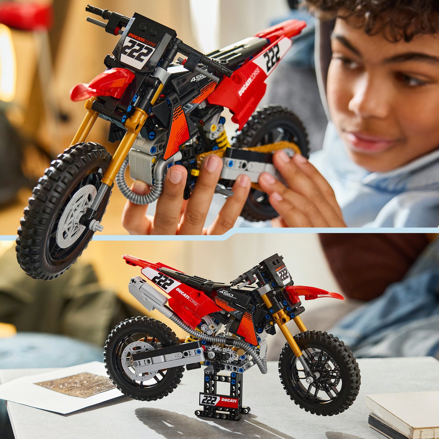 42238 Technic Ducati Desmo450 MX Factory Motorrad, Konstruktionsspielzeug