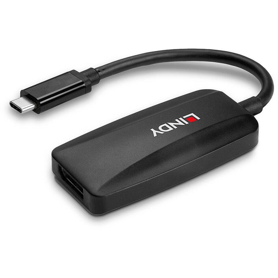 Lindy USB Konverter, USB-C Stecker > DisplayPort Buchse (schwarz, 13cm, 8K 60Hz)