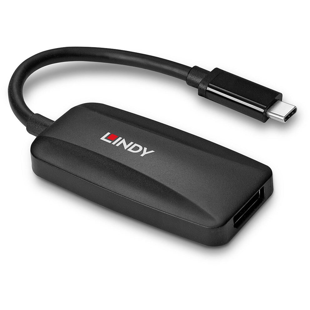 Lindy USB Konverter, USB-C Stecker > DisplayPort Buchse (schwarz, 13cm, 8K 60Hz)