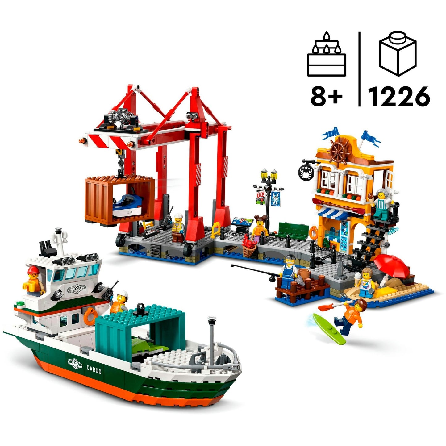 LEGO 60422 City Hafen mit Frachtschiff, Konstruktionsspielzeug