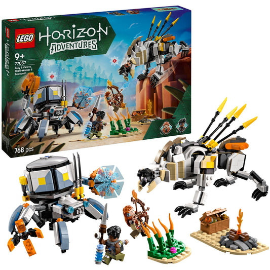 77037 Horizon Adventures Aloy und Varl vs. Panzerwanderer und Sägezahn, Konstruktionsspielzeug