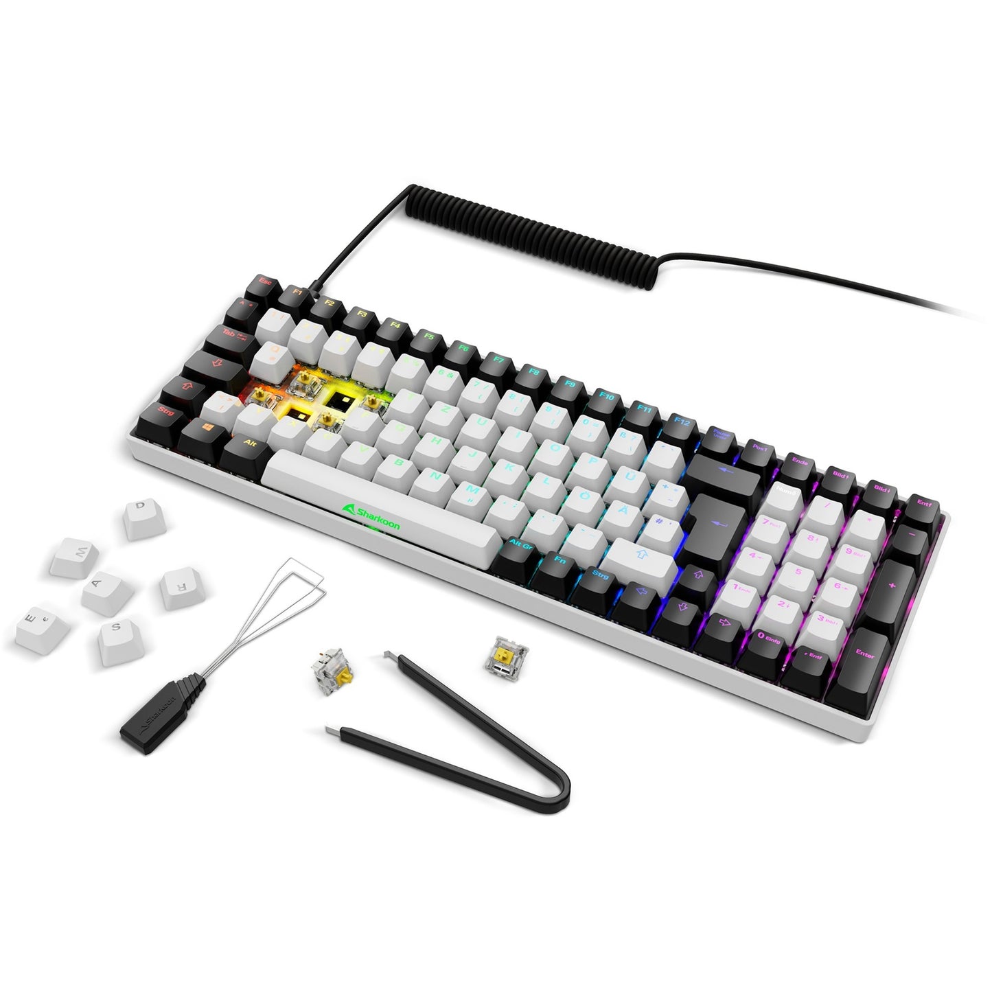 Sharkoon SKILLER SGK50 S2 (weiss, DE-Layout, Gateron Yellow)