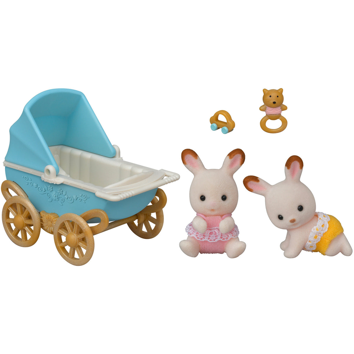 Sylvanian Families - Schokoladenhasen Zwillinge mit Kinderwagen, Konstruktionsspielzeug
