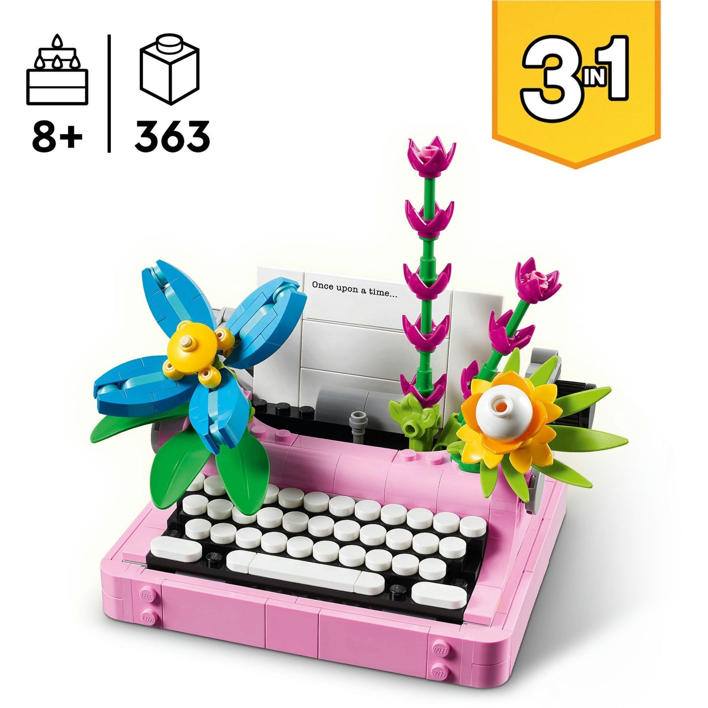 31169 Creator 3-in-1 Schreibmaschine mit Blumen, Konstruktionsspielzeug