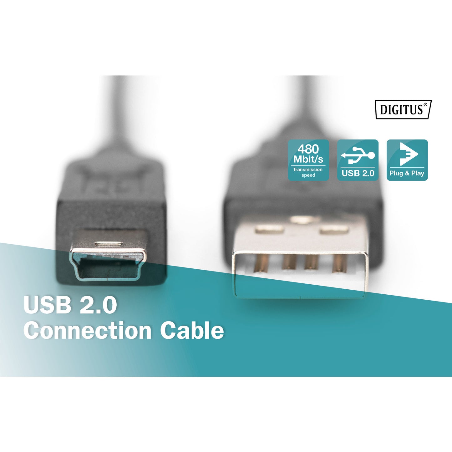 USB 2.0 Kabel, USB-A Stecker > mini USB Stecker