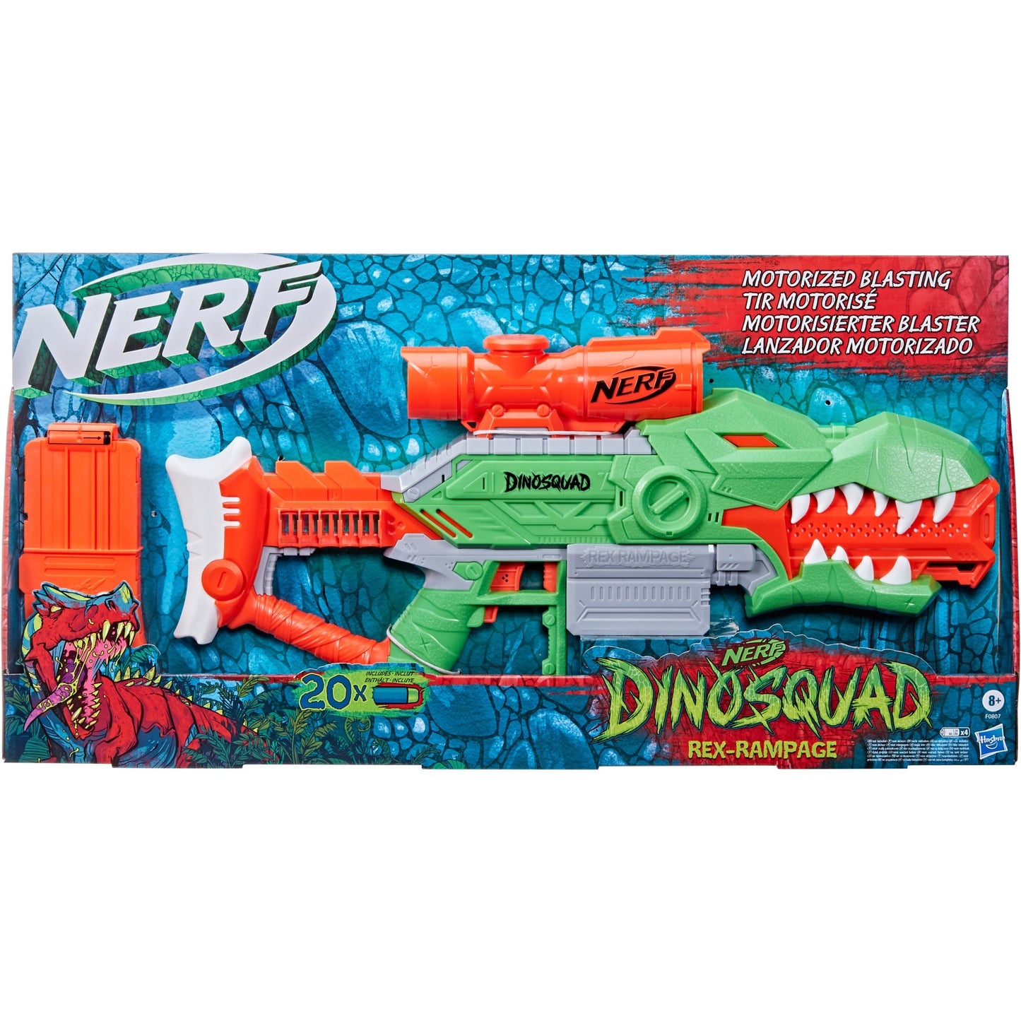 Hasbro Nerf DinoSquad Rex-Rampage, Nerf Gun (grün/orange)