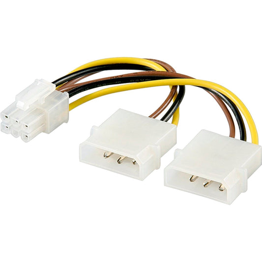 Goobay Internes PC-Stromkabel 2x 5,25-Stecker auf PCI Express 6-pin (schwarz/gelb, 15 cm)