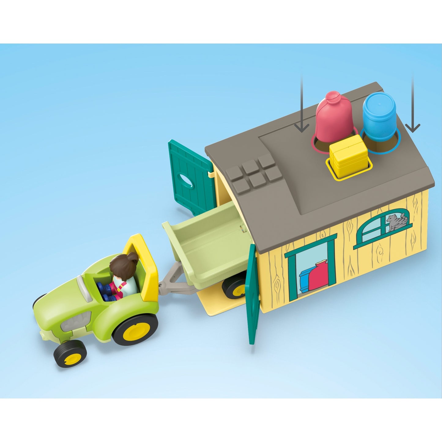 Playmobil 71656 Junior: Bauernhof-Abenteuer mit Traktor, Anhänger und tierischen Freunden
