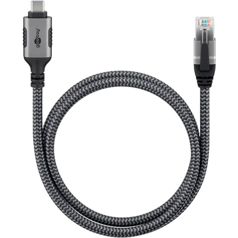 Goobay Ethernet-Kabel USB-C 3.2 Gen1 Stecker > RJ-45 Stecker (schwarz/silber, 15 Meter)