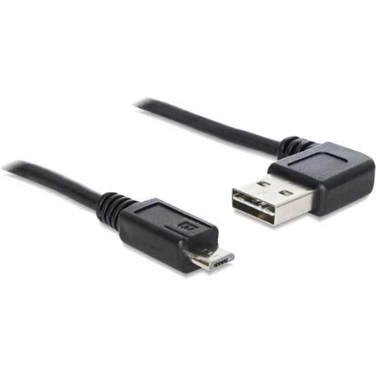 DeLOCK EASY-USB 2.0 Kabel, USB-A Stecker 90° > Micro-USB Stecker (schwarz, 0,5 Meter, rechts / links abgewinkelt)