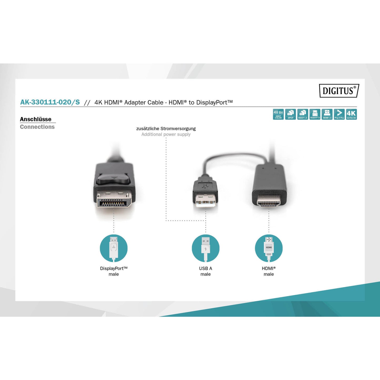 Adapterkabel HDMI > Displayport, UHD 4K