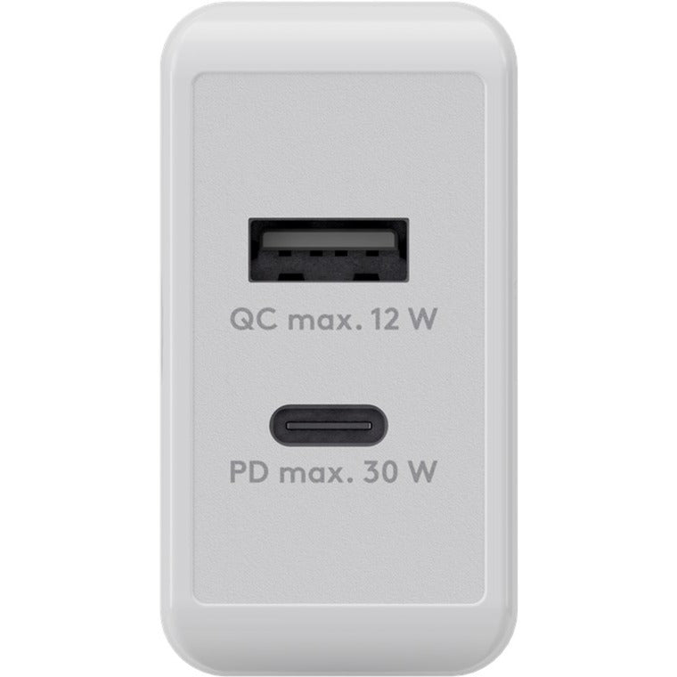 Goobay USB-C PD Dual-Schnellladegerät 30 Watt (weiss, 1x USB-A, 1x USB-C PD)