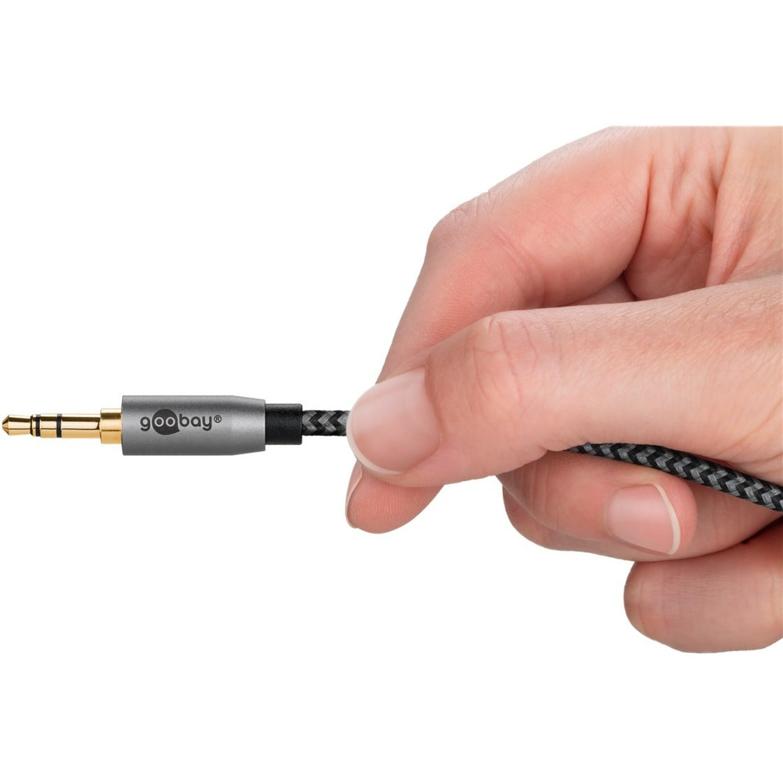 Goobay Plus Audio Verbindungskabel AUX 3,5mm stereo (schwarz/silber, 0,5 Meter)