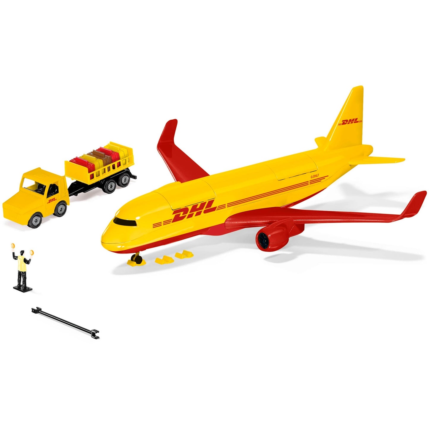 SIKU DHL Frachtflugzeug mit Zubehör (blau/weiss)