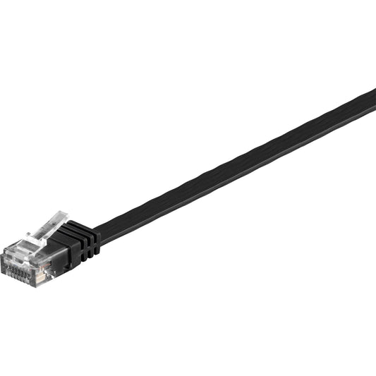 Goobay Patchkabel RJ45 Stecker > RJ45 Stecker CAT.6 U/UTP (schwarz, 2 Meter, Flachkabel)