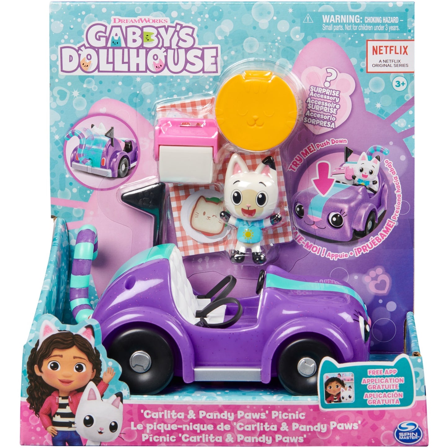 Spin Master Gabby's Dollhouse - Carlita-Spielzeugauto mit Pandy Paws Figur, Spielfahrzeug