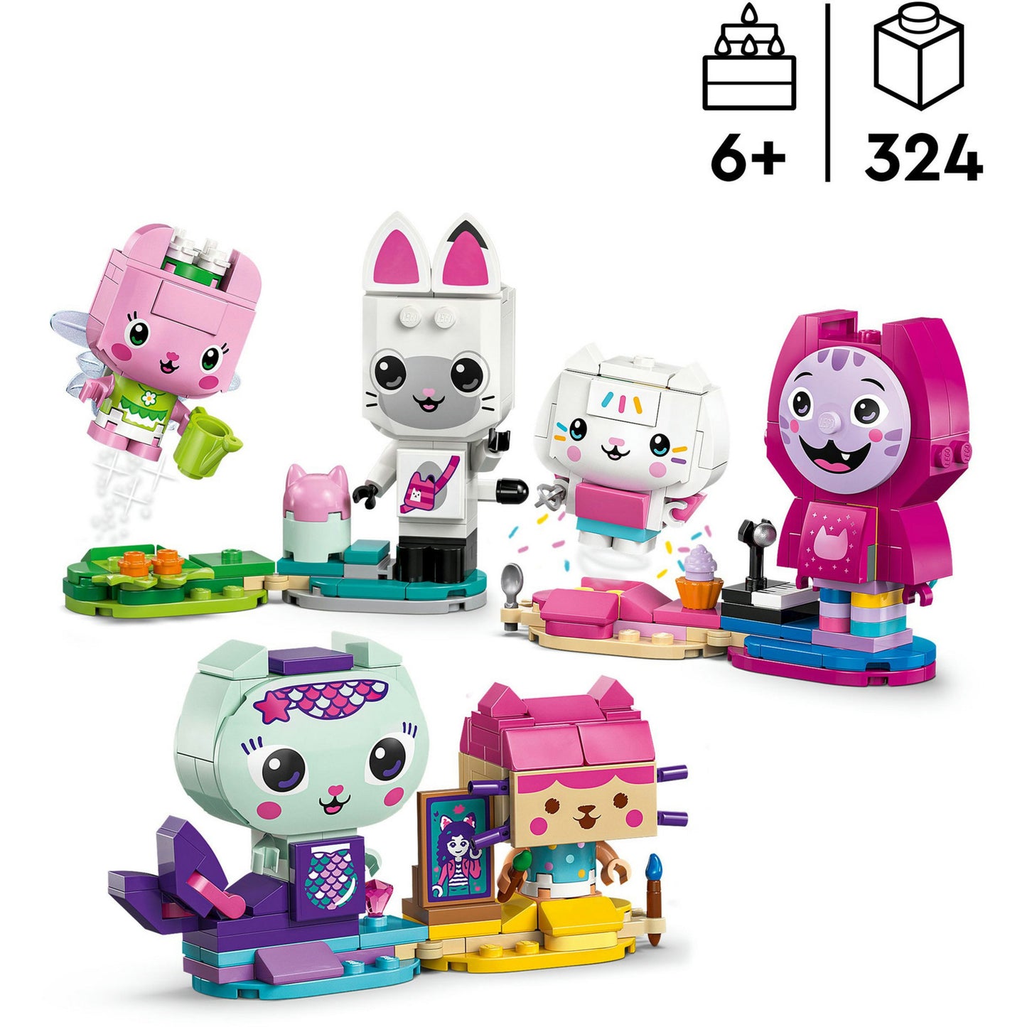 11215 Gabby's Dollhouse Gabbys Katzenfreunde aus LEGO Steinen, Konstruktionsspielzeug