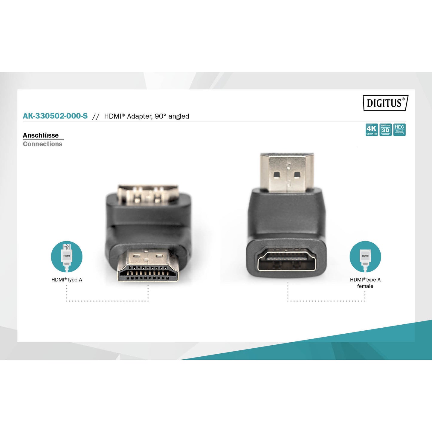 HDMI-A Stecker > HDMI-A Buchse 4K, Adapter