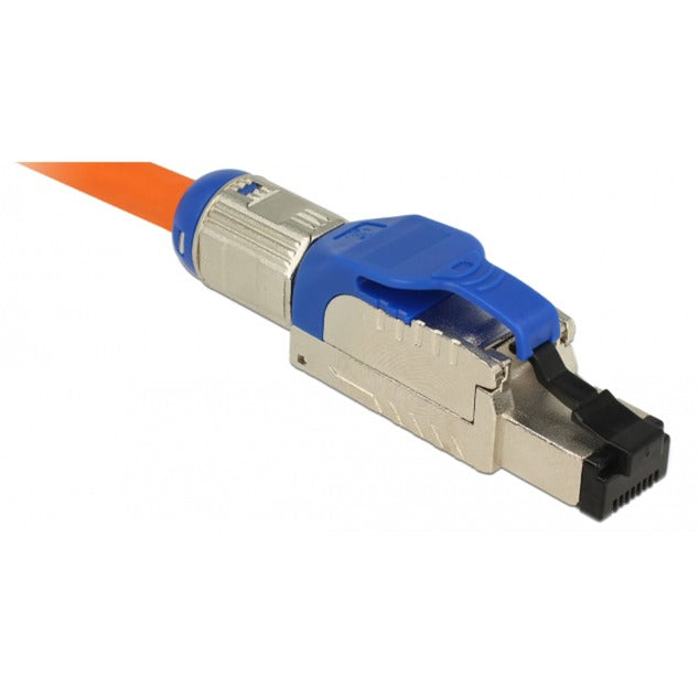 DeLOCK RJ-45 Stecker feldkonfektionierbar Cat.8.1 (blau, Metallgehäuse)