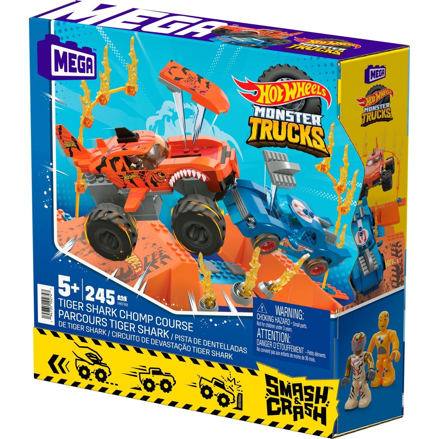 Hot Wheels Monster Trucks Tiger Shark Crash Wettkampf, Spielfahrzeug