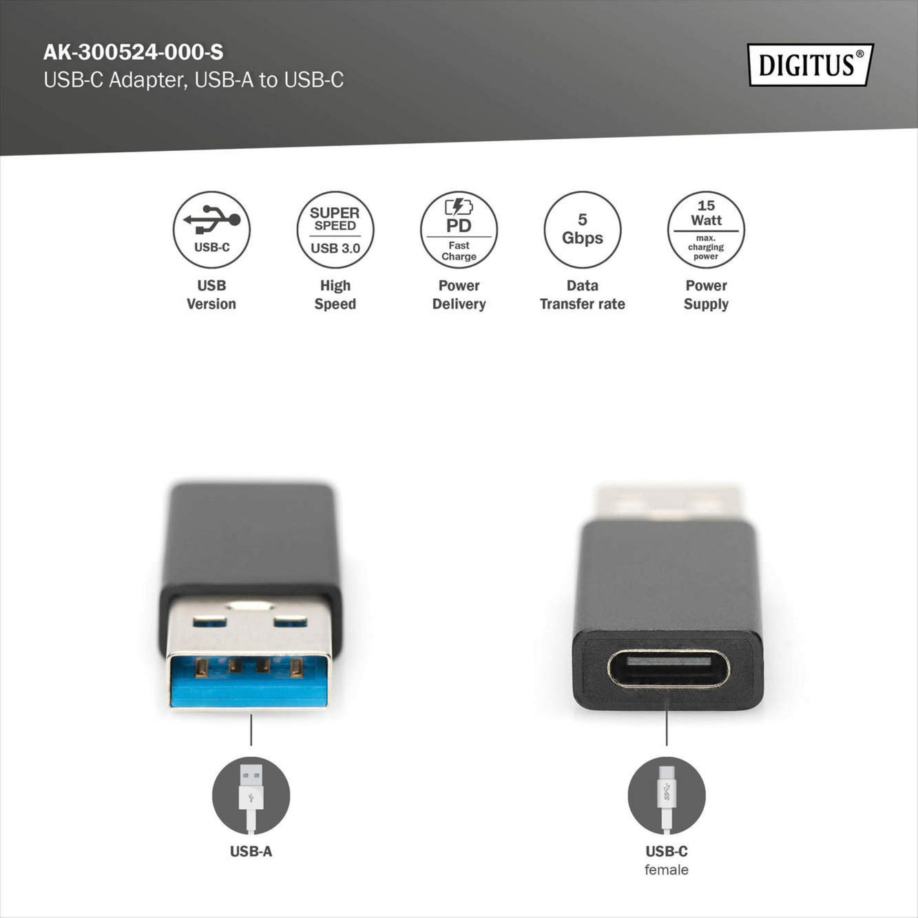 USB Type-C Adapter, USB A - USB-C