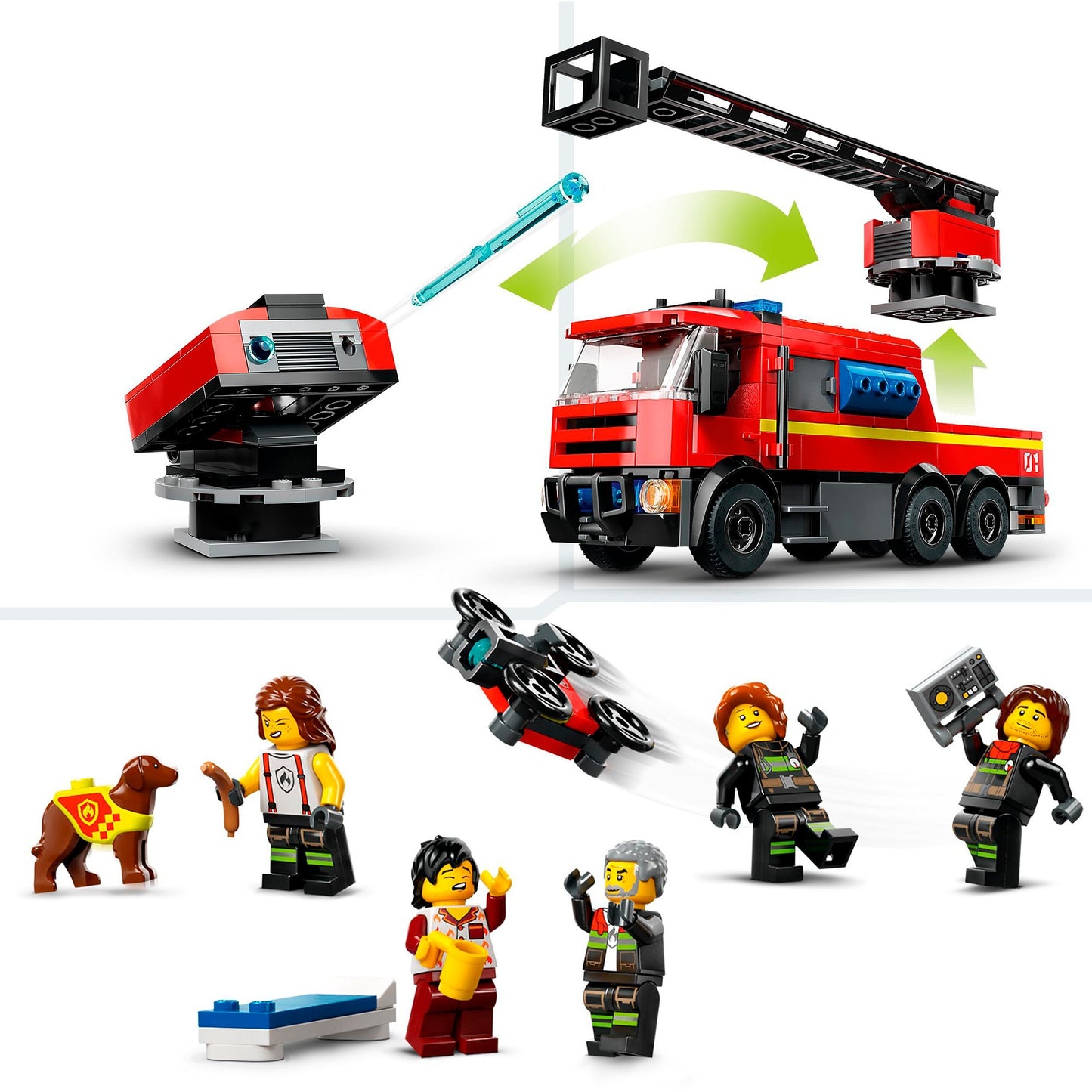 LEGO 60414 City Feuerwehrstation mit Drehleiterfahrzeug, Konstruktionsspielzeug