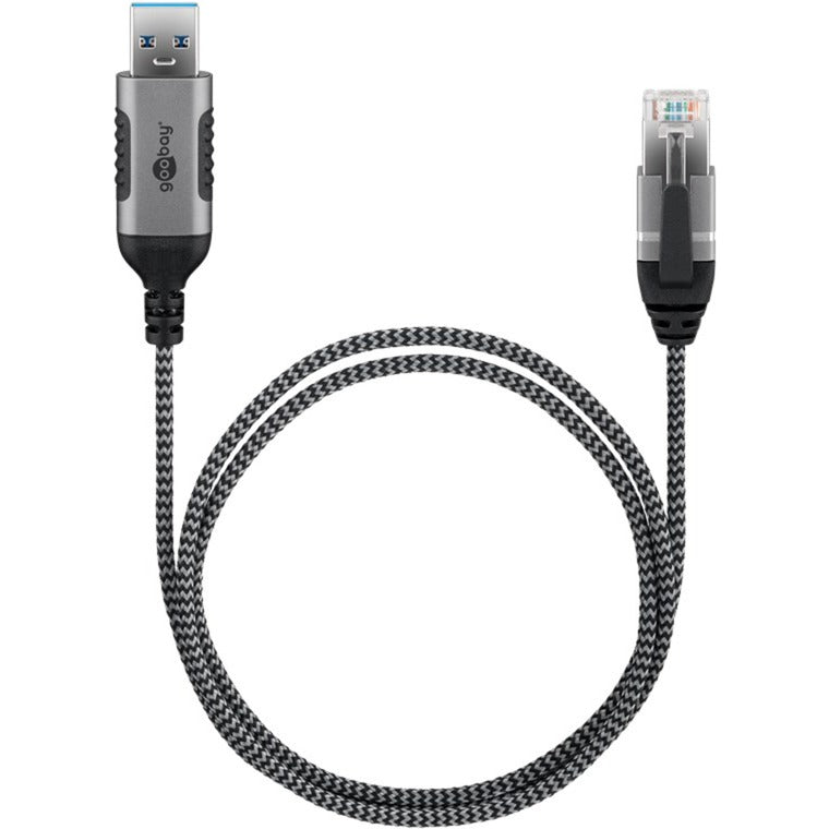 Goobay Ethernet-Adapterkabel USB-A 3.2 Gen1 > RJ-45 (schwarz/grau, 1 Meter)