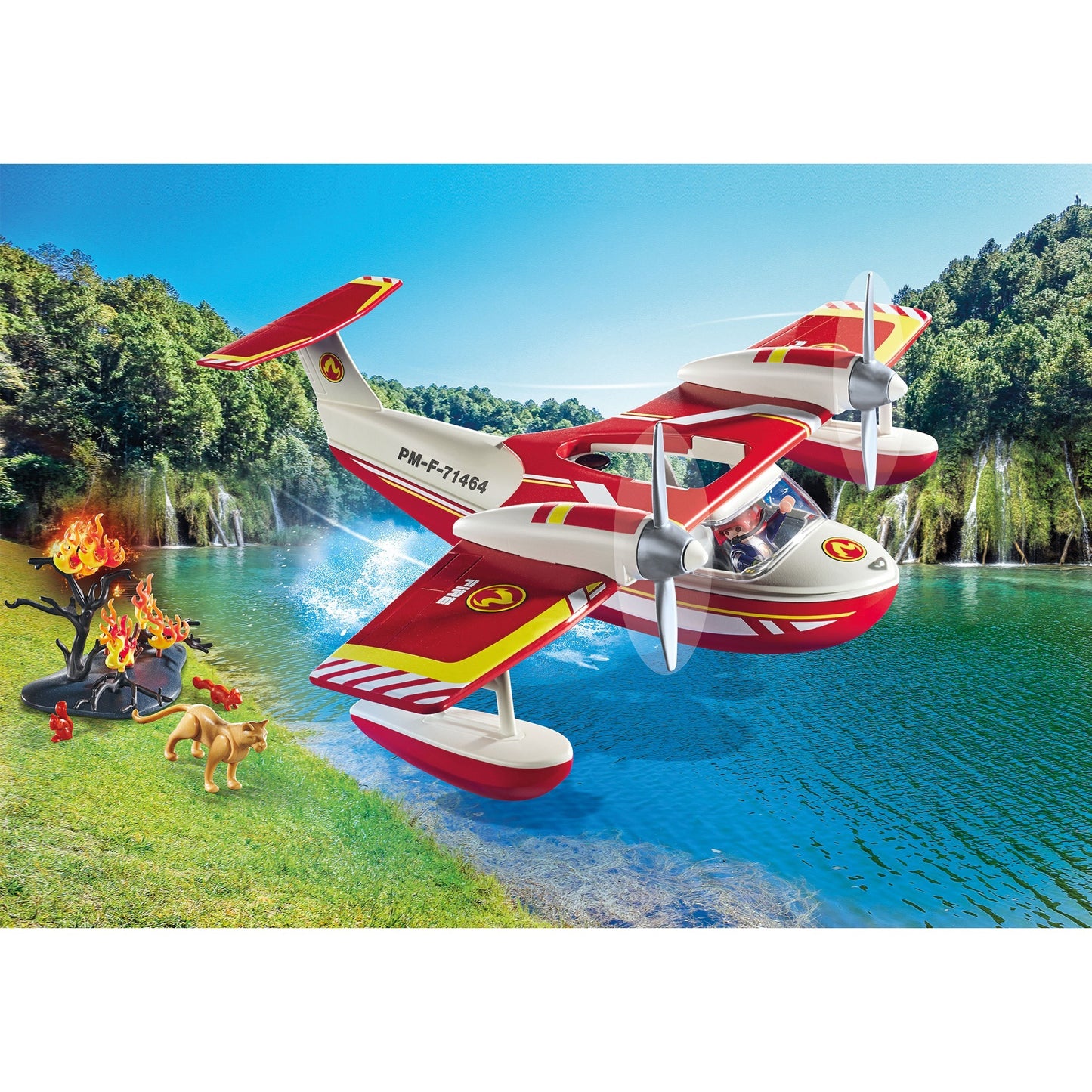 PLAYMOBIL 71463 City Action Feuerwehrflugzeug mit Löschfunktion, Konstruktionsspielzeug