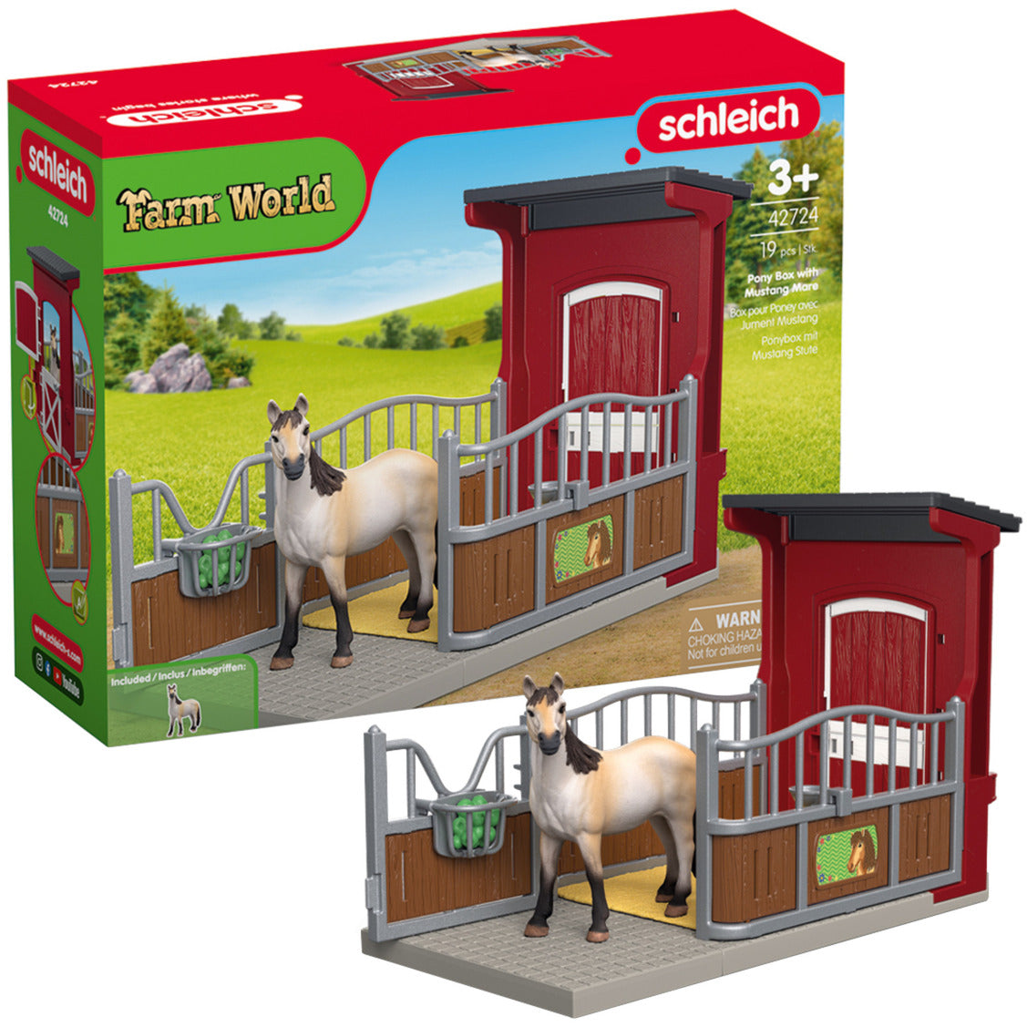 Farm World Ponybox mit Mustang Stute, Spielfigur