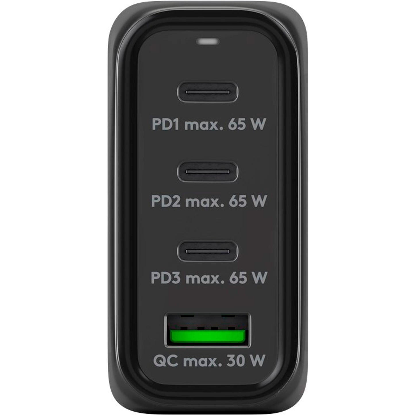 Goobay USB-C Multiport-Schnellladegerät, PD, GaN, 68 Watt (schwarz, 3x USB-C, 1x USB-A, Power Delivery, QuickCharge)