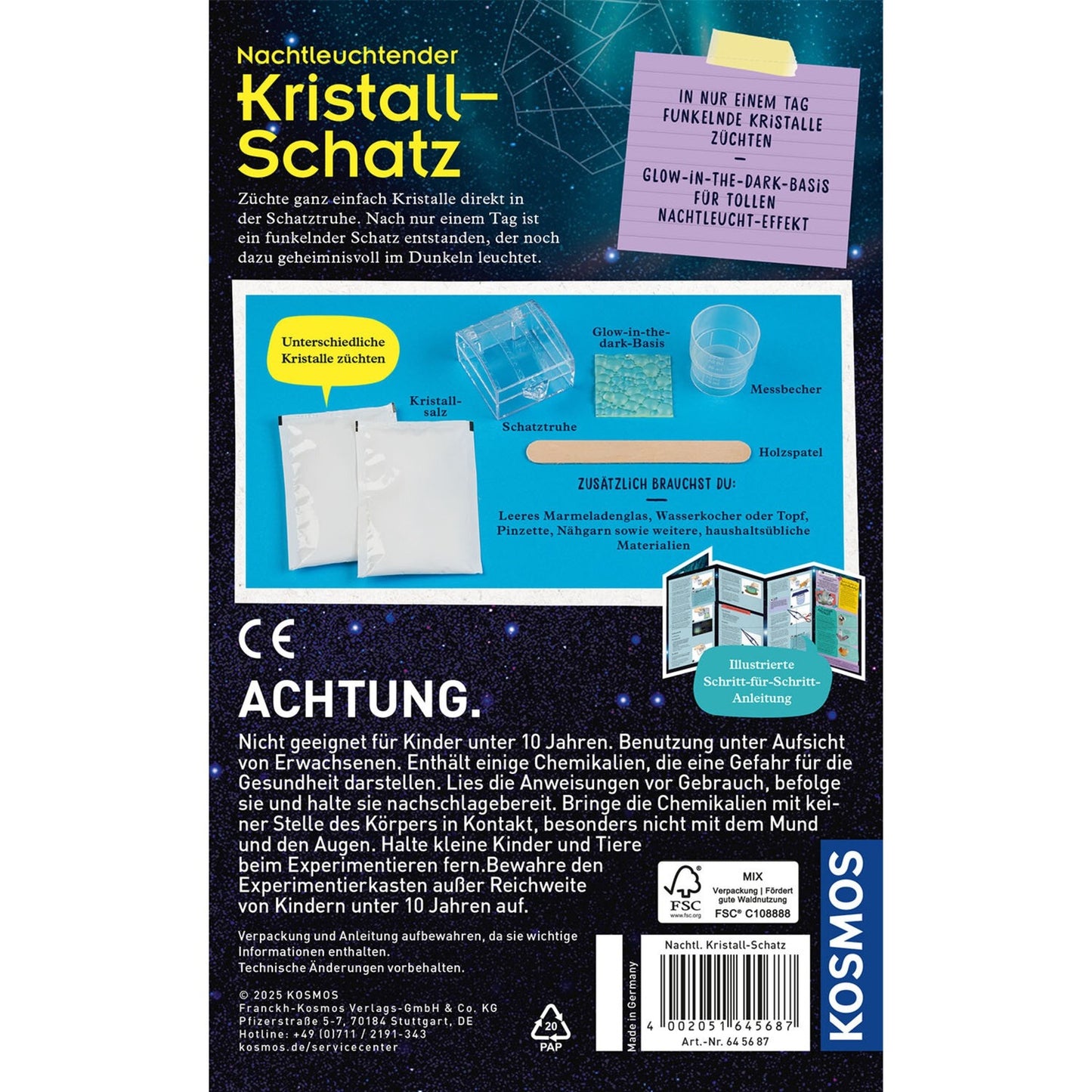 Nachtleuchtender Kristall-Schatz, Experimentierkasten
