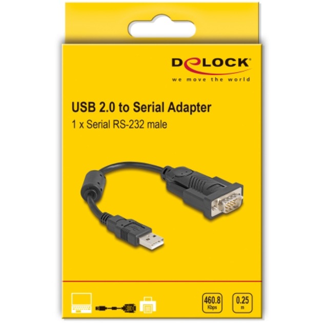 USB 2.0 Adapter, USB-A Stecker > Seriell RS-232 Stecker