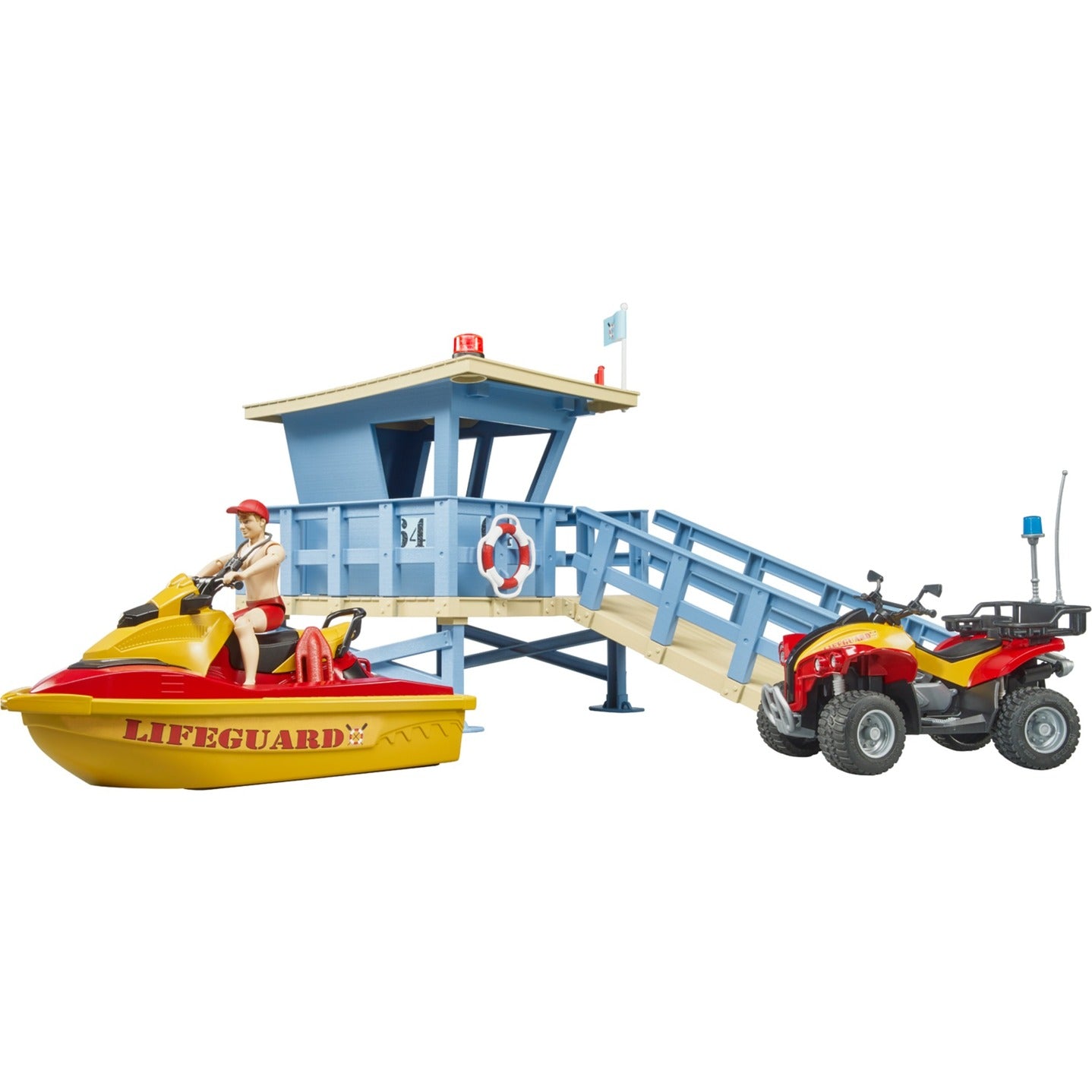 BRUDER bworld Life Guard Station mit Quad und Personal Water Craft