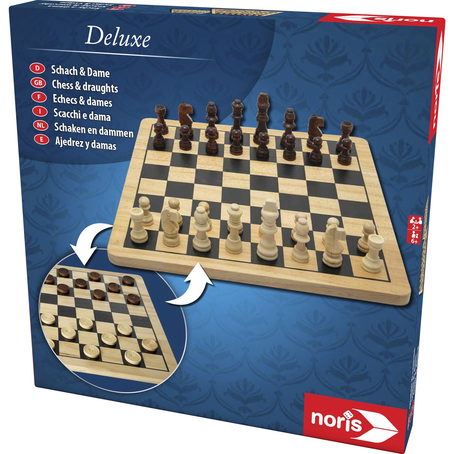 Deluxe Holz - Schach & Dame, Brettspiel