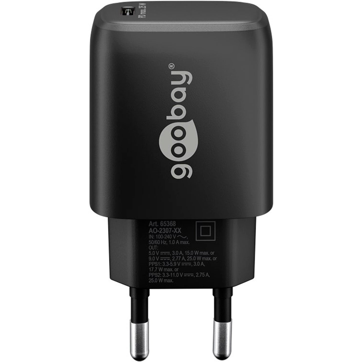 Goobay USB-C PD GaN Schnellladegerät 25 Watt (schwarz, Power Delivery 3.0)