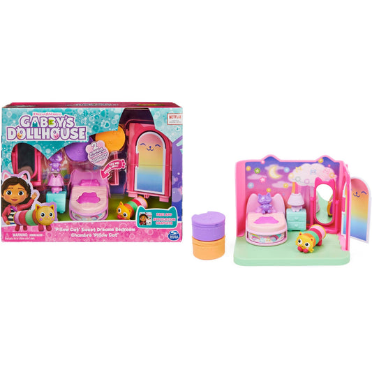 Spinmaster Gabby's Dollhouse Deluxe Room Schlafzimmer (mit Kuschelkatze Pillow Cat-Figur)