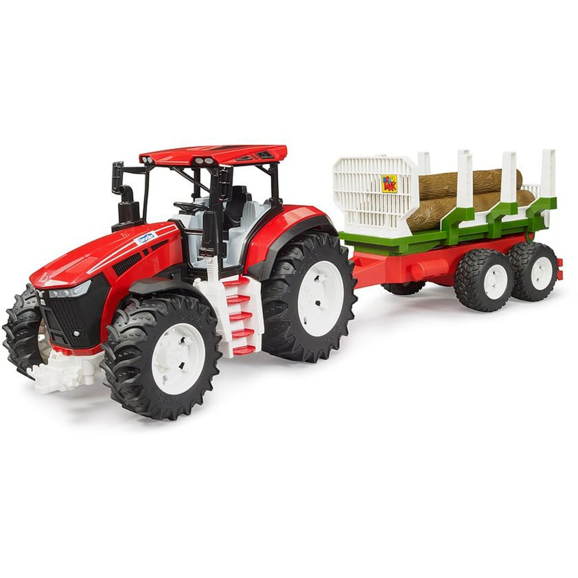 ROADMAX Traktor mit Rückeanhänger und 3 Baumstämmen, Spielfahrzeug
