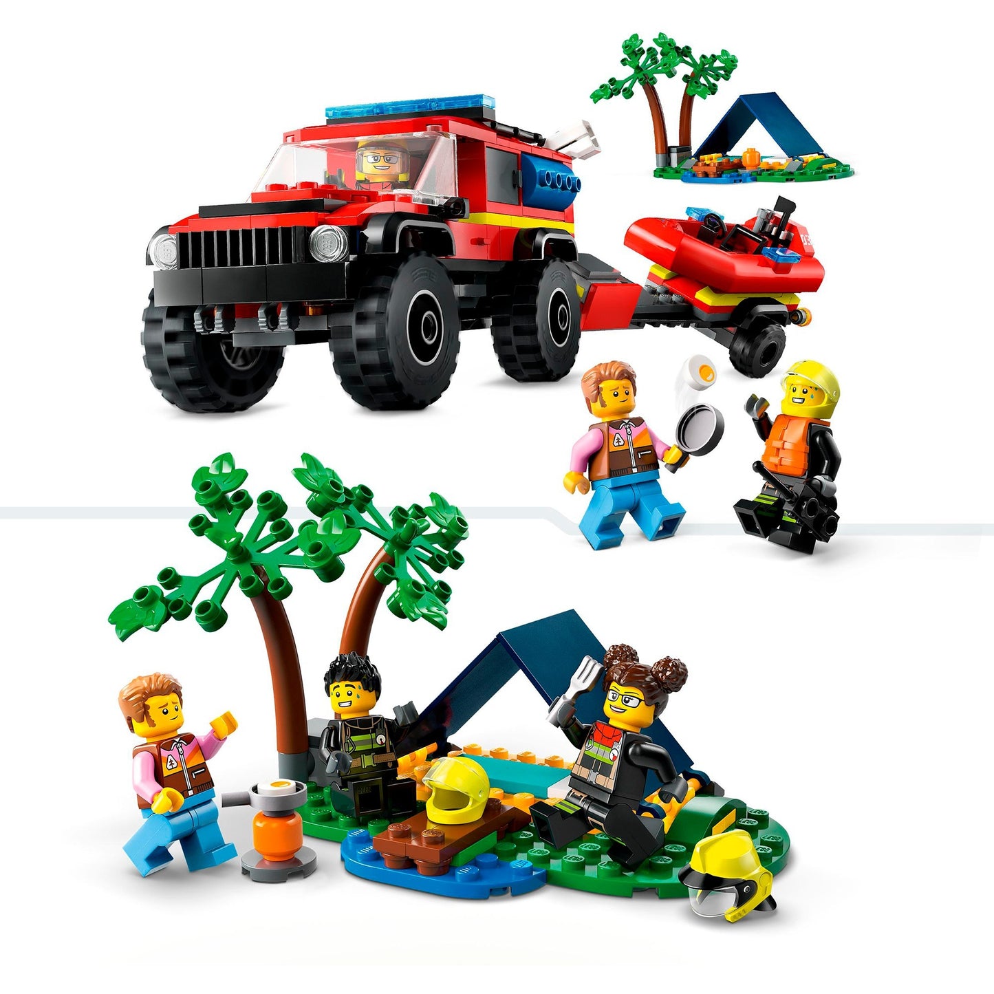 LEGO 60412 City Feuerwehrgeländewagen mit Rettungsboot, Konstruktionsspielzeug