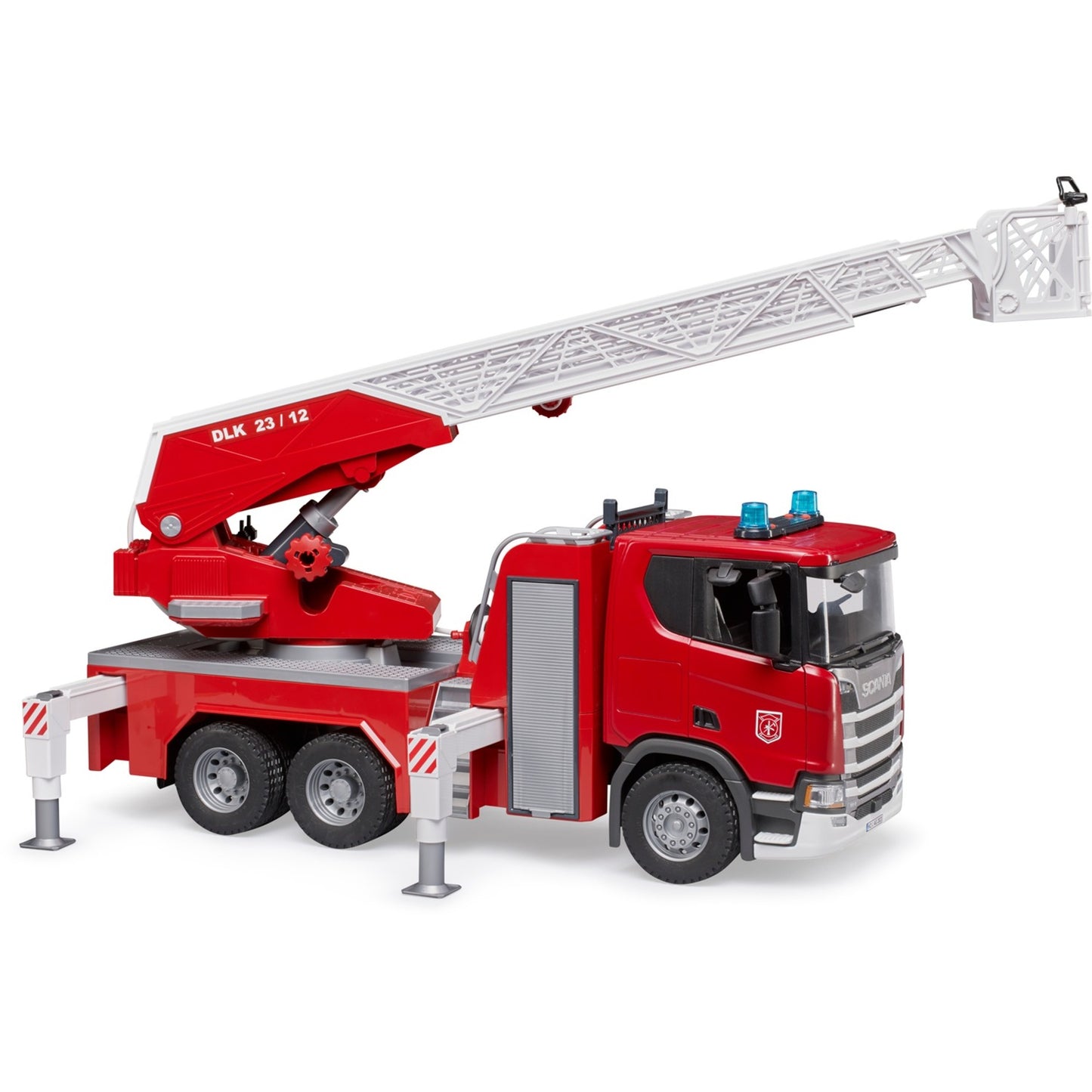 BRUDER Scania Super 560R Feuerwehr mit Drehleiter, Wasserpumpe, Light & Sound