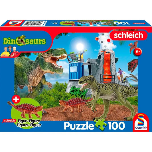 Schmidt Spiele Schleich: Dinosaurs ? Dinosaurier der Urzeit (100 Teile, inkl. Schleich Saichania mini Figur)